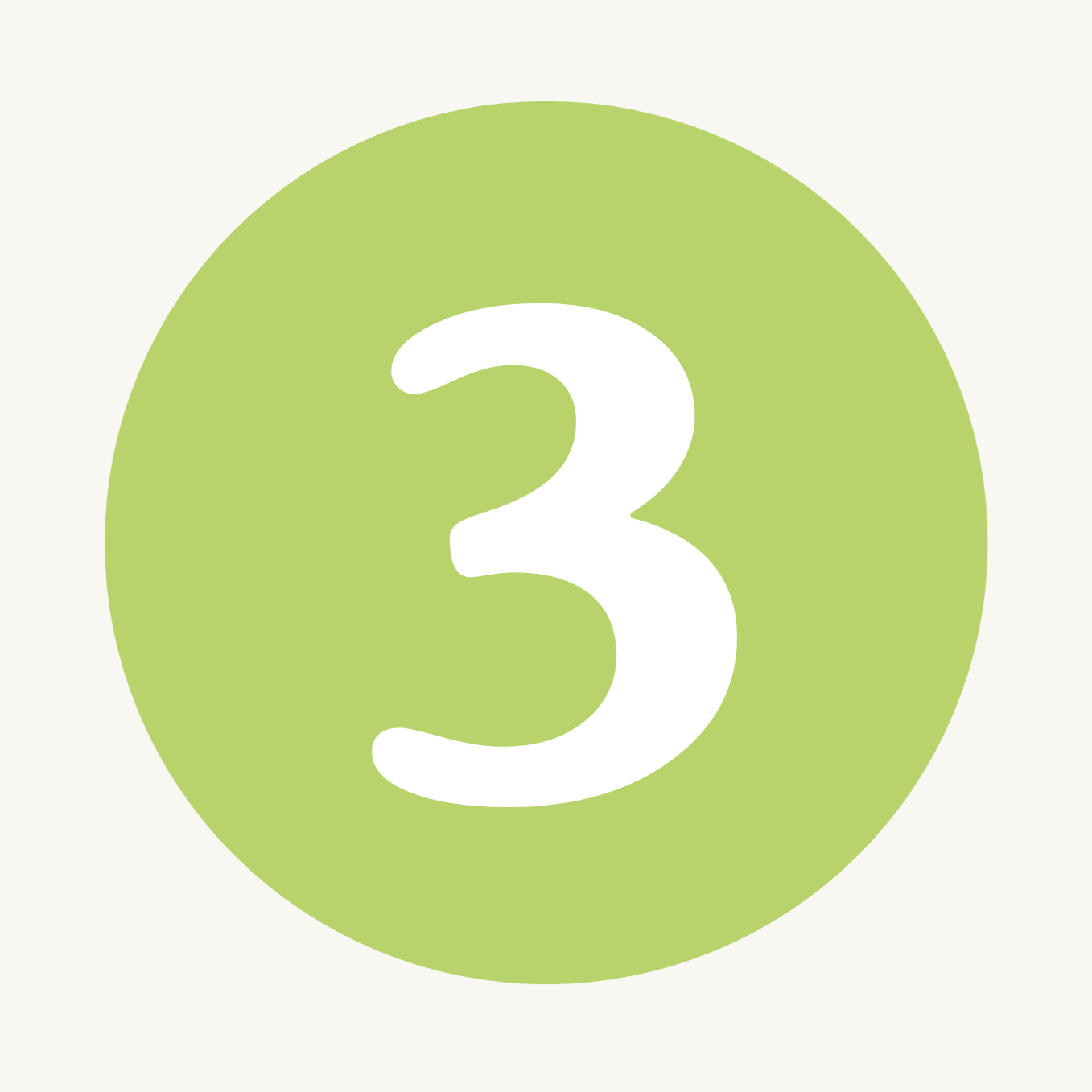 Number 3 on green circle in the style of branding for Before Now card game to help make grandparents and parents memoirs