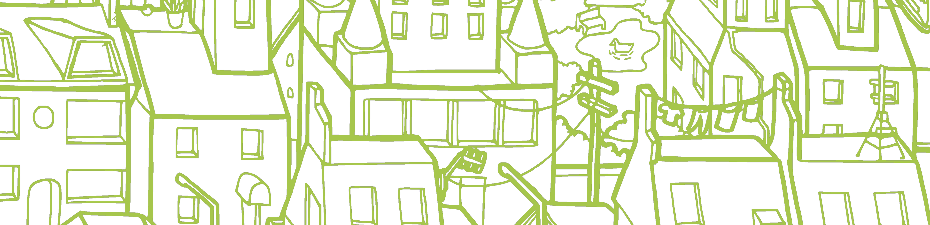 A cityscape illustration made by Tom Gooch for Before Now, the life history collection kit that brings people together through conversation. Help loved ones remember their lives, talk to your older relatives and friends using conversation cards that prompt meaningful discussions, and turn your recordings into a guided autobiograhy.